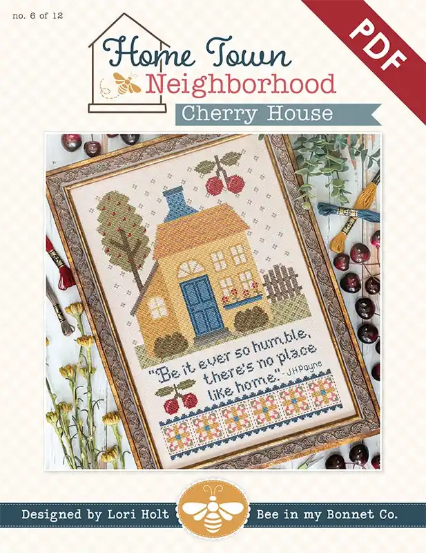 Home Town Neighborhood - Cherry House Downloadable PDF Cross Stitch Pattern | Lori Holt of Bee in my Bonnet Flash Sale