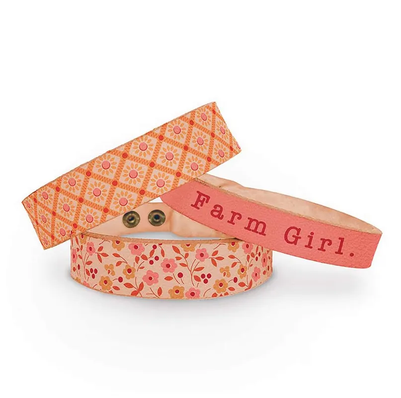Premium Set of 3 Lori Holt Farmer's Daughter Leather Bracelets | Lori Holt of Bee in My Bonnet #STLR-46825