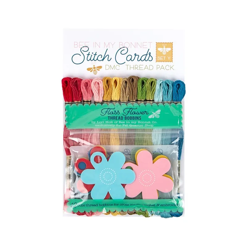 Save Now Lori Holt Bee in My Bonnet Stitch Cards Set Y DMC Thread Pack & Floss Flower Thread Bobbins | Lori Holt of Bee in My Bonnet