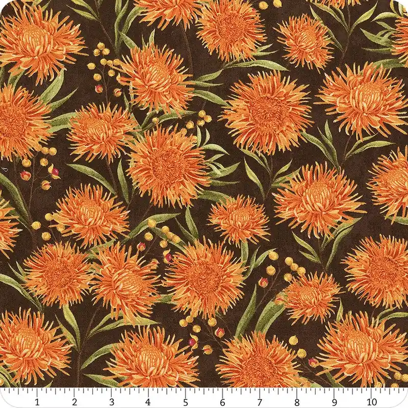 Chickadee Charm Brown Chrysanthemums Yardage | SKU# 27728-287 Get Yours