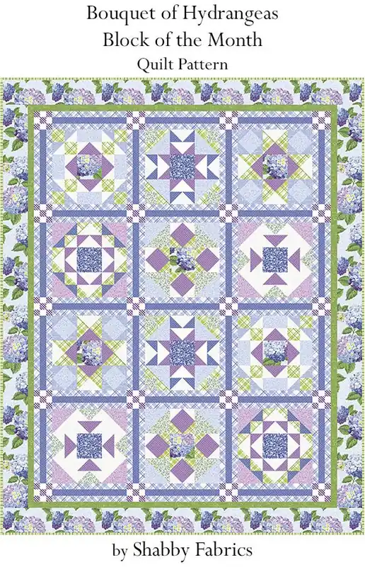 High Quality Bouquet of Hydrangeas Block of the Month Quilt Pattern | Shabby Fabrics #P264-BOUQUET