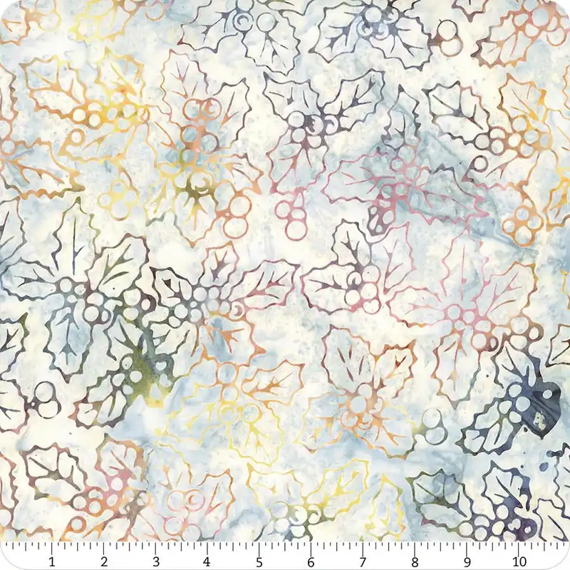 Worldwide Shipping Hayride Tonga Batiks Frost Holiday Mistletoes Yardage | SKU# B3564-FROST