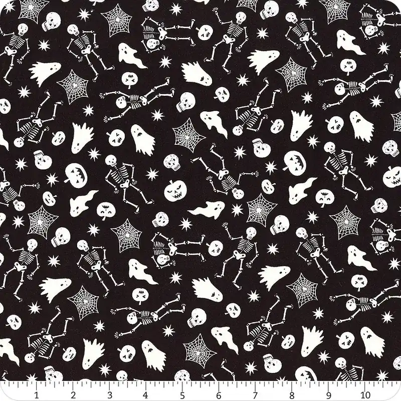 Witchy Woods Black Spooky Friends Glow in the Dark Yardage | SKU# A-885C Get Yours