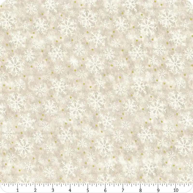 Worldwide Shipping Winter Solstice II Cream Snowflakes Metallic Yardage | SKU# 11WS-1M