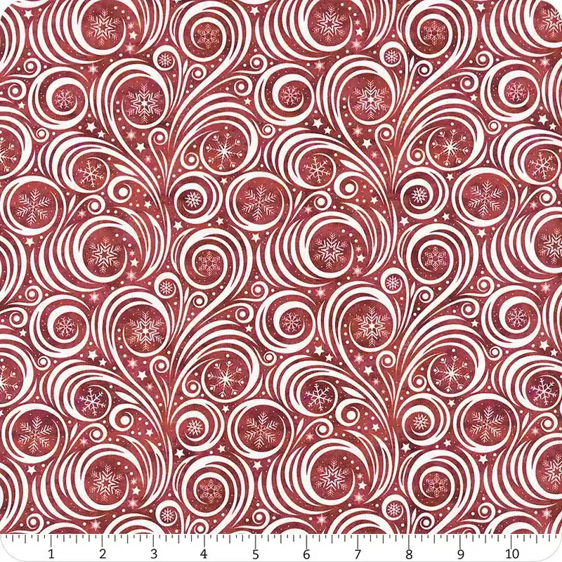 Winter Solstice II Red on White Snow Swirl Yardage | SKU# 10WS-2 Reduced Price