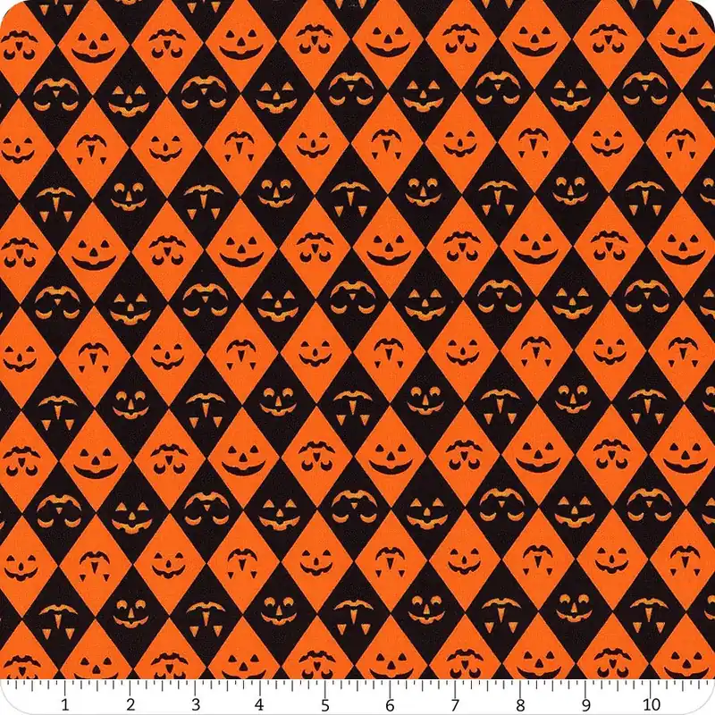 Costumes & Cobwebs Orange Jack of Diamonds Yardage | SKU# PWRH116-ORANGE Today Only