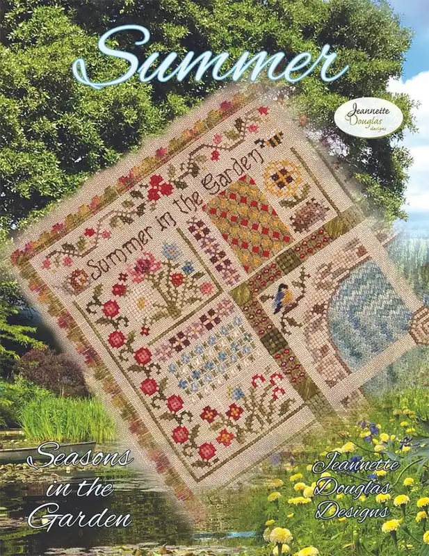 Summer Seasons in the Garden Series Cross Stitch Pattern | Jeannette Douglas Designs Holiday Sale