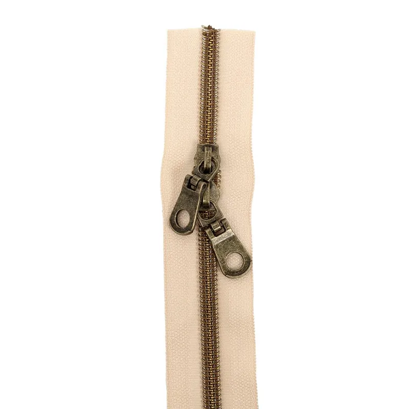 Linen and Antique 30'' Double Slide Nylon Zipper | Minki Kim #LAZ Professional Grade