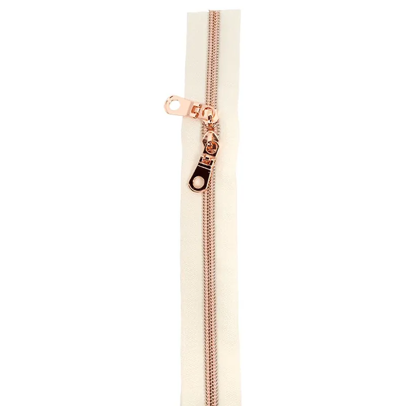 Cream and Rose Gold 30'' Double Slide Nylon Zipper | Minki Kim #CRGZ Hot Deal