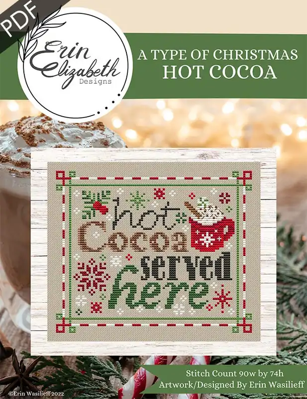 A Type of Christmas Hot Cocoa Downloadable PDF Cross Stitch Pattern | Erin Elizabeth Designs Factory Price