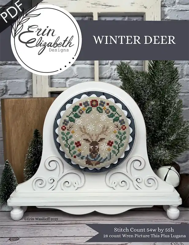 Winter Deer Downloadable PDF Cross Stitch Pattern | Erin Elizabeth Designs Buy Direct