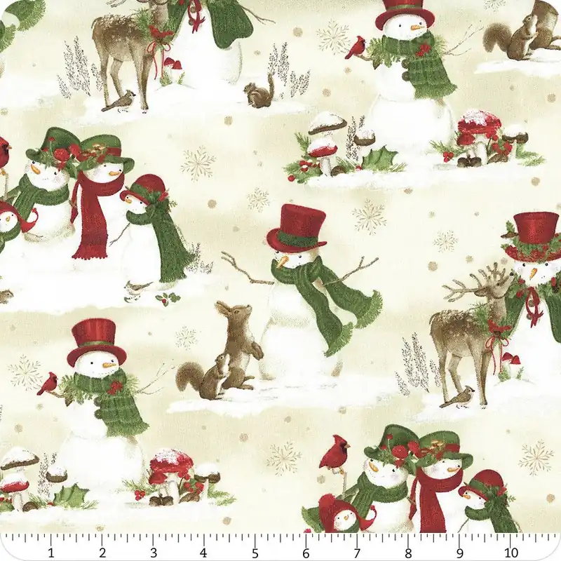 Woodland Snowmen Cream Scenic Snowmen Yardage | SKU# 27735-273 Free Returns