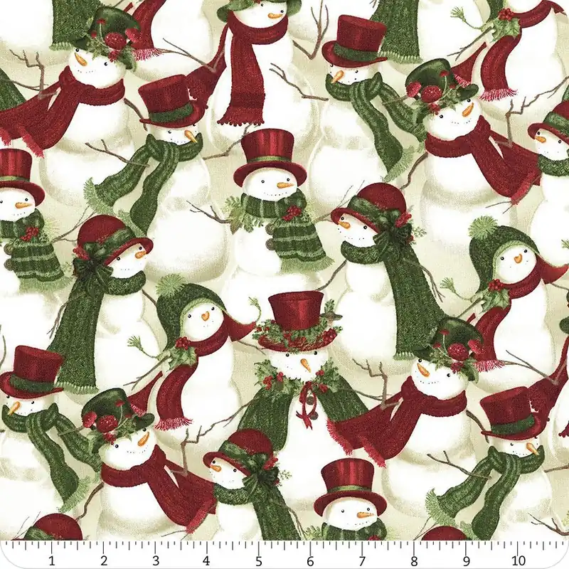 Woodland Snowmen Cream Packed Snowmen Yardage | SKU# 27734-273 Bulk Order