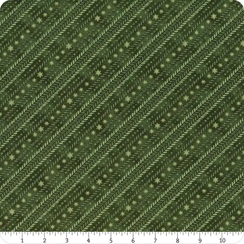 Woodland Snowmen Green Ticking Stripe Yardage | SKU# 27741-711 Budget