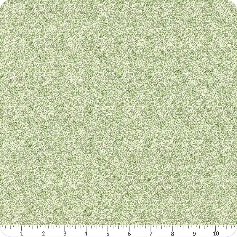 Wholesale Santa's Coming to Town Green on Cream Delicate Leaf Yardage | SKU# 1976-06