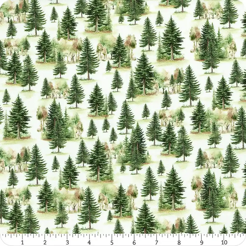 Wholesale Rustic Holiday Cream Winter Evergreen Yardage | SKU# CD3613-CREAM