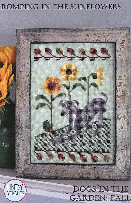 Shop Now Romping In The Sunflowers Dogs in the Garden Fall Cross Stitch Pattern | Lindy Stitches