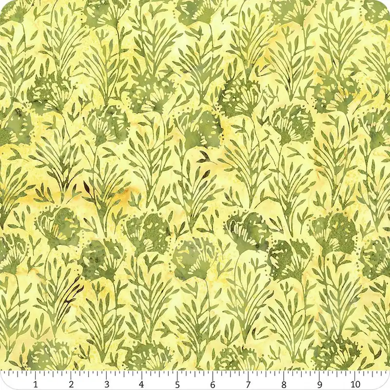 Earthly Greens Green Celery Flower with Leaves Batiks Yardage | SKU# 112324605 Price Drop