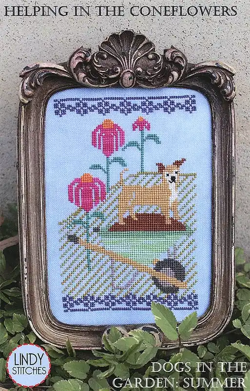 Best Price Helping in the Coneflowers Dogs in the Garden Summer Cross Stitch Pattern | Lindy Stitches
