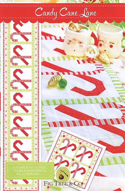 Special Discount Candy Cane Lane Table Runner Pattern | Fig Tree & Co. #FTQ-1980