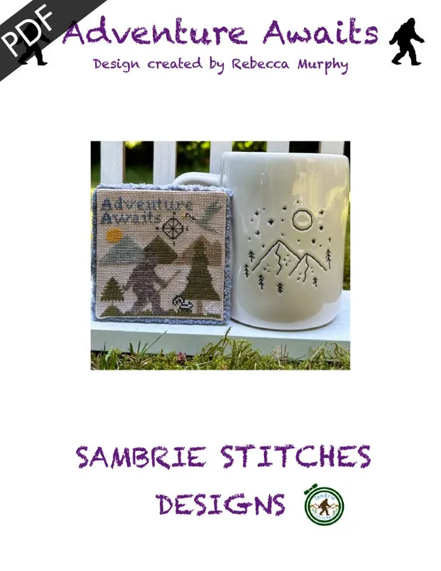 Adventure Awaits Downloadable PDF Cross Stitch Pattern | Sambrie Stitches Designs Warranty Included