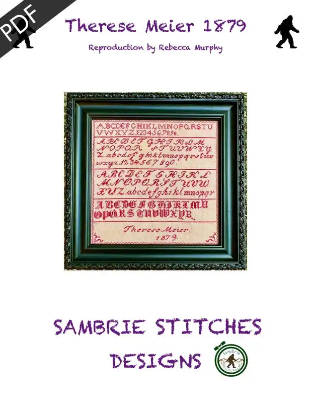 Therese Meier 1879 Downloadable PDF Cross Stitch Pattern | Sambrie Stitches Designs Free Returns