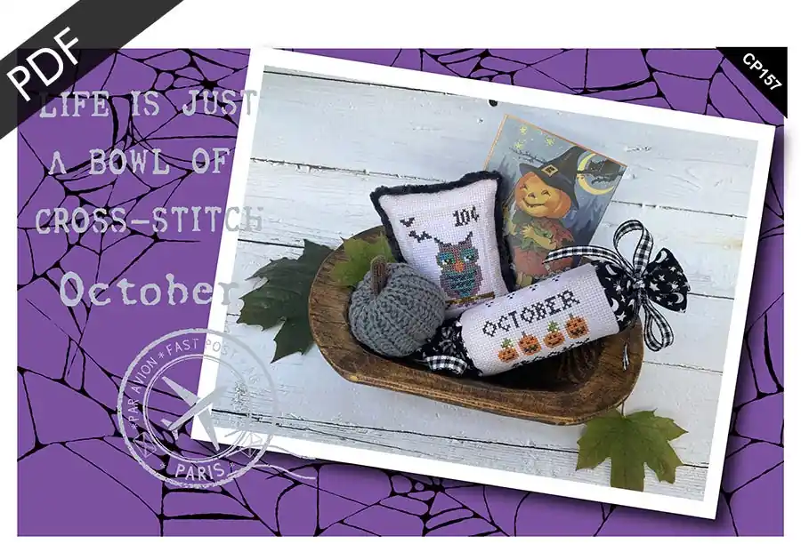 Low Price October Life is Just a Bowl of Cross Stitch Downloadable PDF Cross Stitch Pattern | Pine Mountain Designs