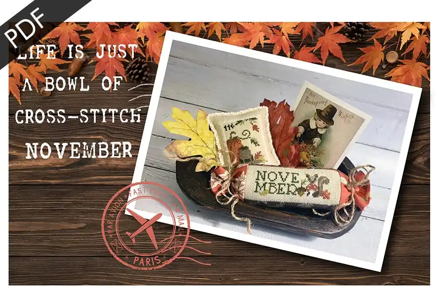 Best Choice November Life is Just a Bowl of Cross Stitch Downloadable PDF Cross Stitch Pattern | Pine Mountain Designs