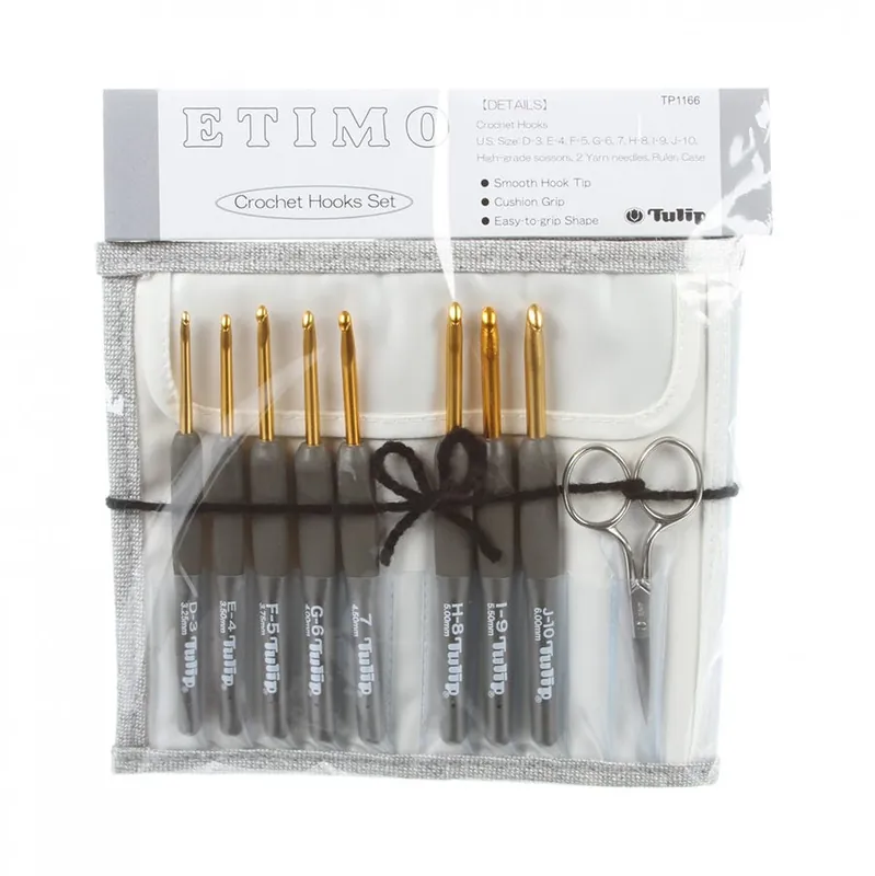 Etimo Royal Silver Crochet Hooks Set with Silver Handle Scissors | Tulip #TP1166 Order Now