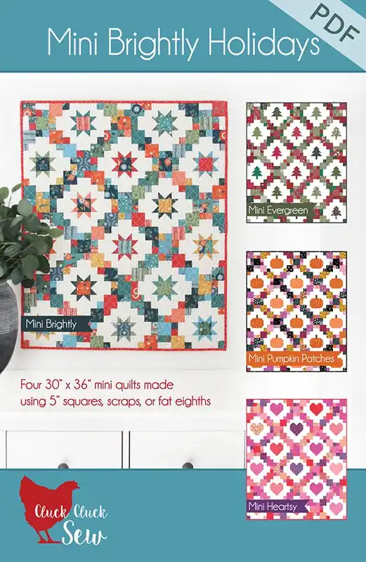 Mini Brightly Holidays Downloadable PDF Quilt Pattern | Cluck Cluck Sew Trusted Brand