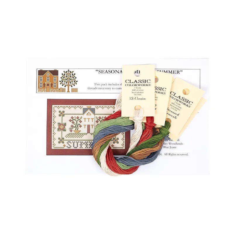 New Release Seasonal Sampler - Summer Cross Stitch Pattern With Thread | Little House Needleworks