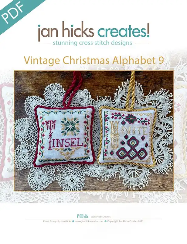 Vintage Christmas Alphabet 9 Downloadable PDF Cross Stitch Pattern | Jan Hicks Creates! Hot Picks