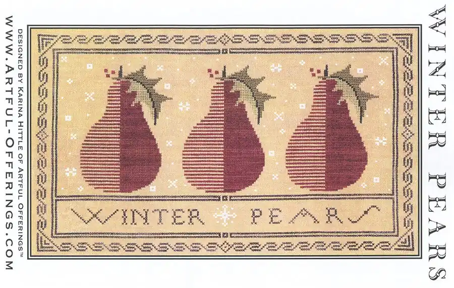 Trending Winter Pears Cross Stitch Pattern | Artful Offerings