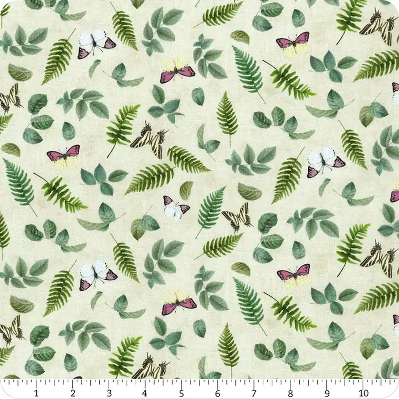 Jardin Cream Tossed Leaves & Butterflies Digitally Printed Yardage | SKU# CD2566-CREAM Special Offer