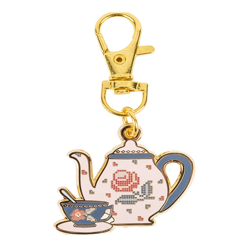 Luxury Roses Tea Set Enamel Charm | Flamingo Toes
