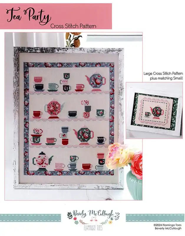 Tea Party Cross Stitch Pattern | Flamingo Toes Money Back Guarantee