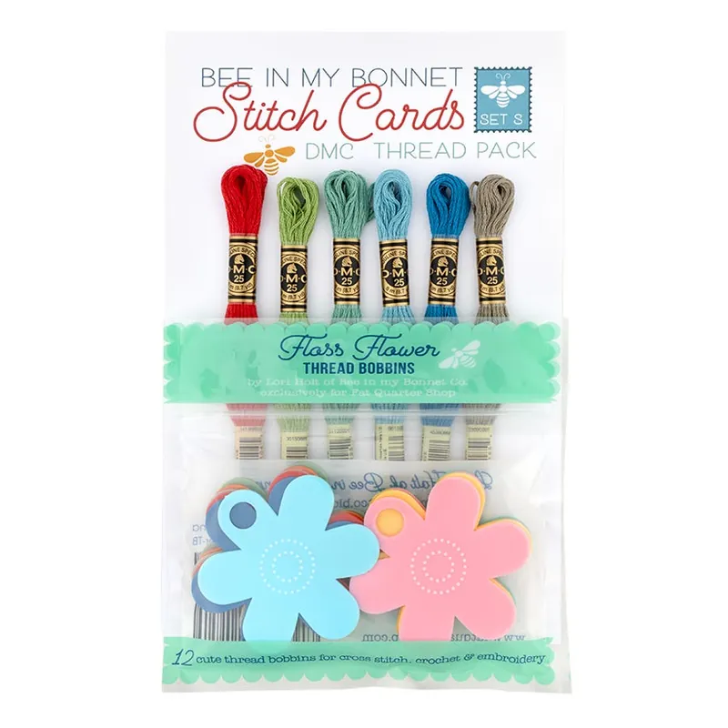 Lori Holt Bee in My Bonnet Stitch Cards Set S DMC Thread Pack & Floss Flower Thread Bobbins | Lori Holt of Bee in My Bonnet Shop Now