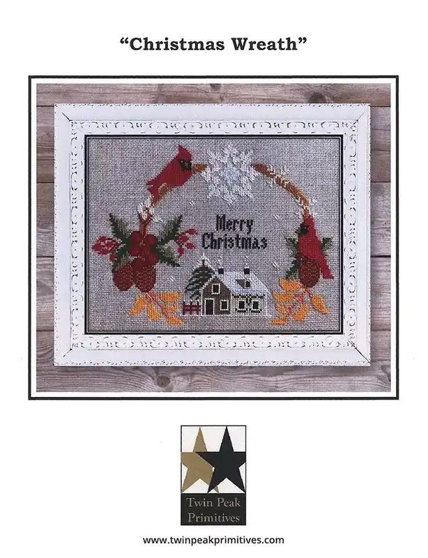Christmas Wreath Cross Stitch Pattern | Twin Peak Primitives Grab Now