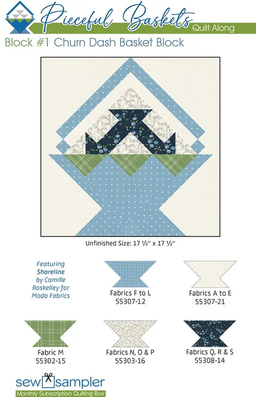 2024 Block #1 Pieceful Baskets Quilt Along Quilt Card | Sew Sampler Fat Quarter Shop Exclusive Next Day Delivery