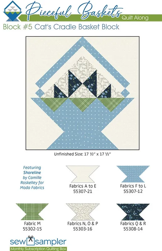2024 Block #5 Pieceful Baskets Quilt Along Quilt Card | Sew Sampler Fat Quarter Shop Exclusive Shop Now