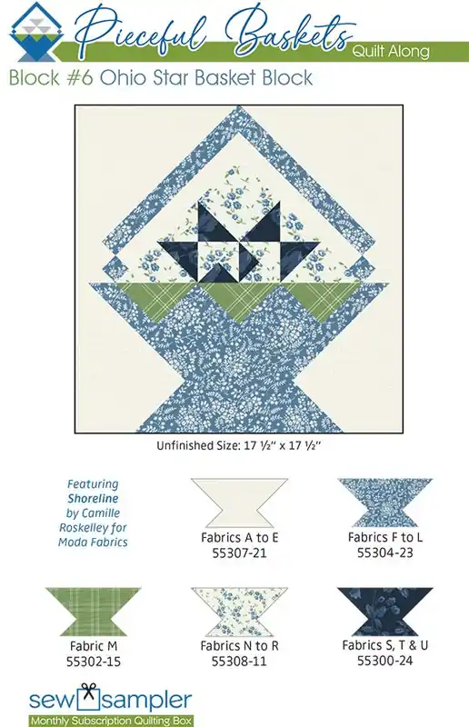 Low Price 2024 Block #6 Pieceful Baskets Quilt Along Quilt Card | Sew Sampler Fat Quarter Shop Exclusive