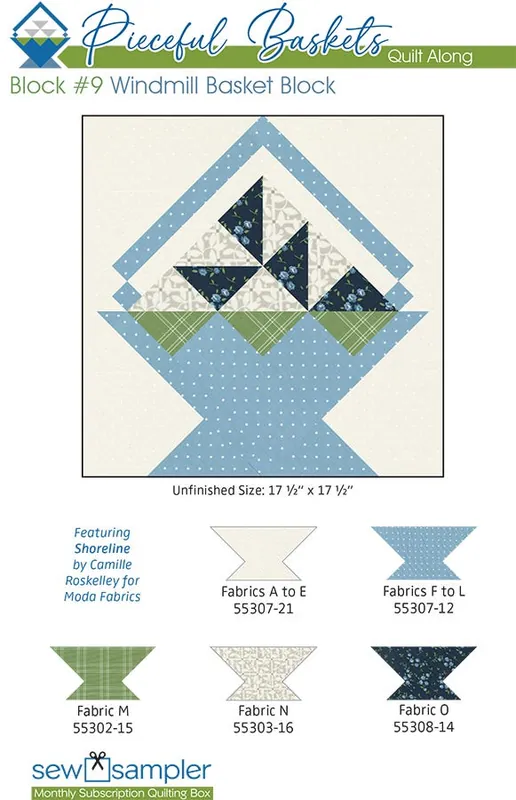 While Supplies Last 2024 Block #9 Pieceful Baskets Quilt Along Quilt Card | Sew Sampler Fat Quarter Shop Exclusive