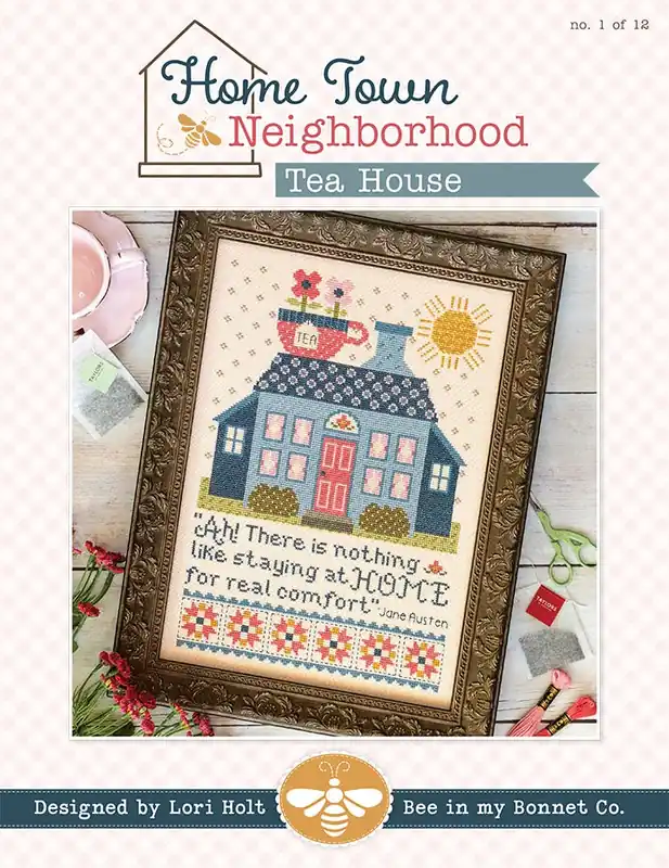Home Town Neighborhood - Tea House Cross Stitch Pattern | Lori Holt of Bee in my Bonnet #ISE-4037 Handmade