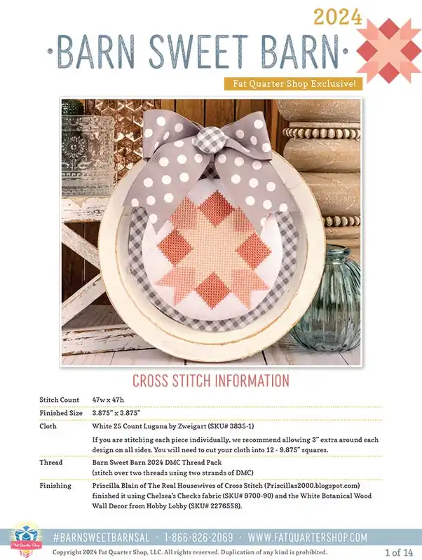Barn Sweet Barn 2024 Downloadable PDF Cross Stitch Pattern | Fat Quarter Shop Exclusive Direct From Manufacturer
