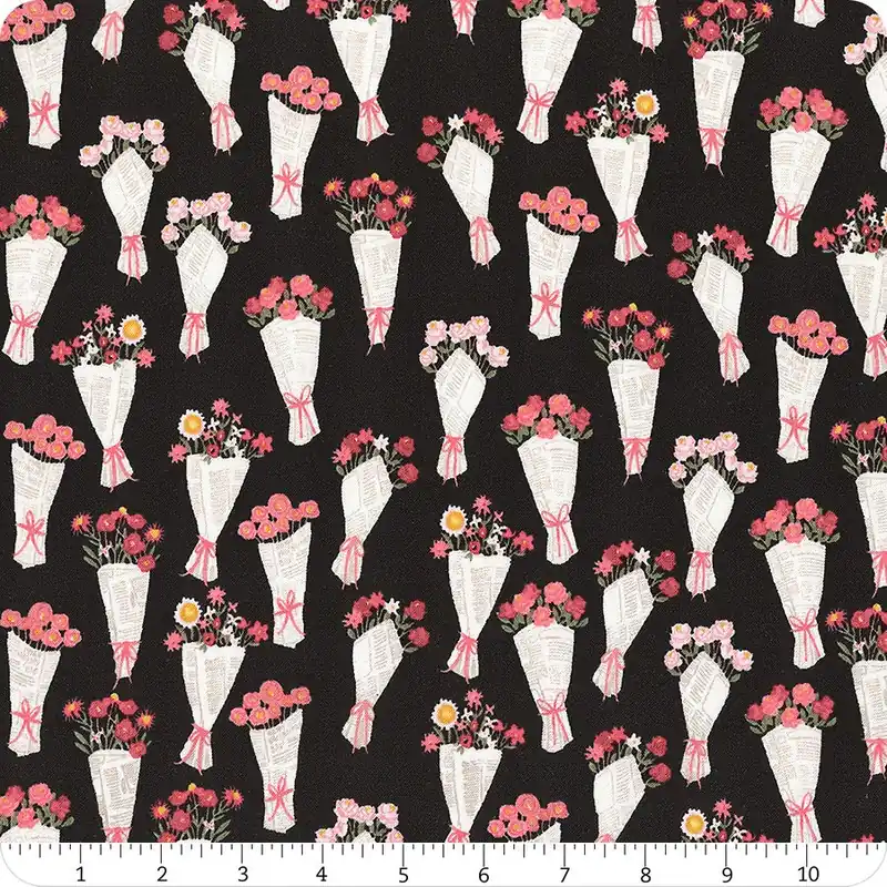 Last Chance My Valentine Black Bouquets Yardage | SKU# C14152-BLACK