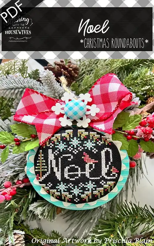 Noel Downloadable PDF Cross Stitch Pattern | Stitching with the Housewives RoundAbouts Same Day Shipping