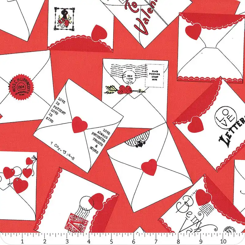 All My Heart Red Valentine Greeting Yardage | SKU# C14137-RED Brand New