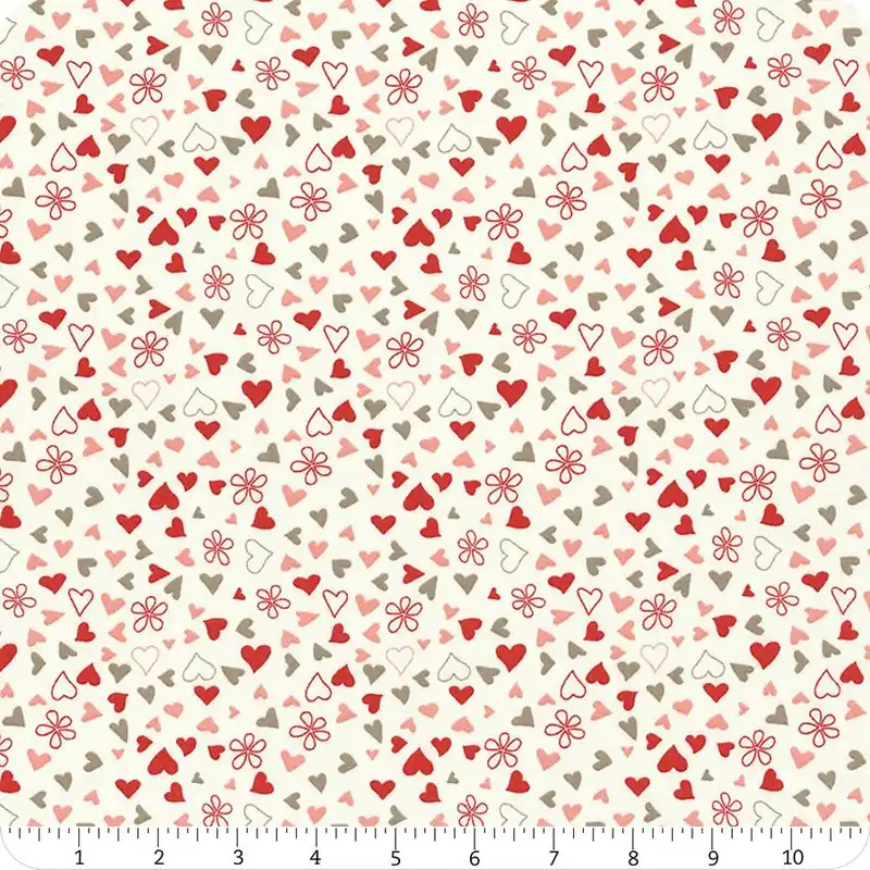 Limited Time I Love Us Cream Scattered Hearts Yardage | SKU# C13964-CREAM