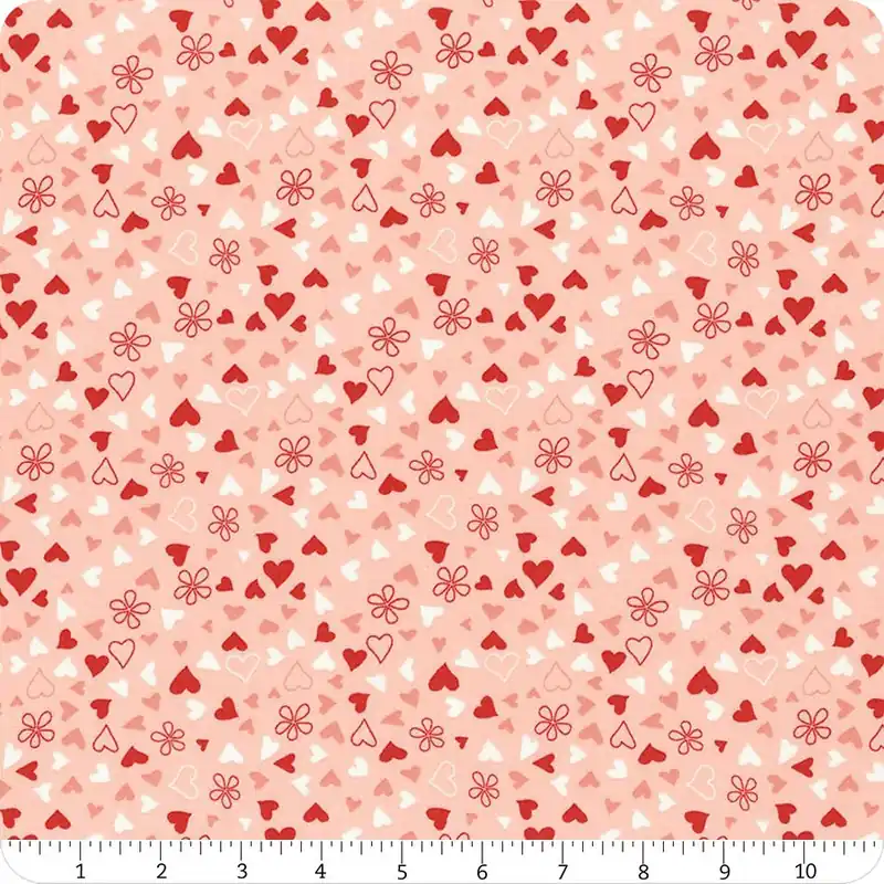 I Love Us Blush Scattered Hearts Yardage | SKU# C13964-BLUSH Money Back Guarantee